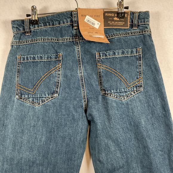 Ring of Fire Boys Relaxed Med Wash Distressed Blaze Jeans Size 20 NWT - Picture 10 of 15